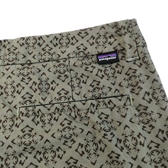 Patagonia Women’s Cropped Pants Size 8 Green Black Print Cotton Mid-Rise Pockets - Picture 8 of 8